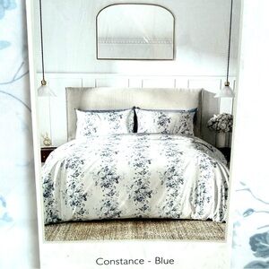 Cabbages & Roses London King Duvet Set Constance Blue 100% Cotton Floral Bedding